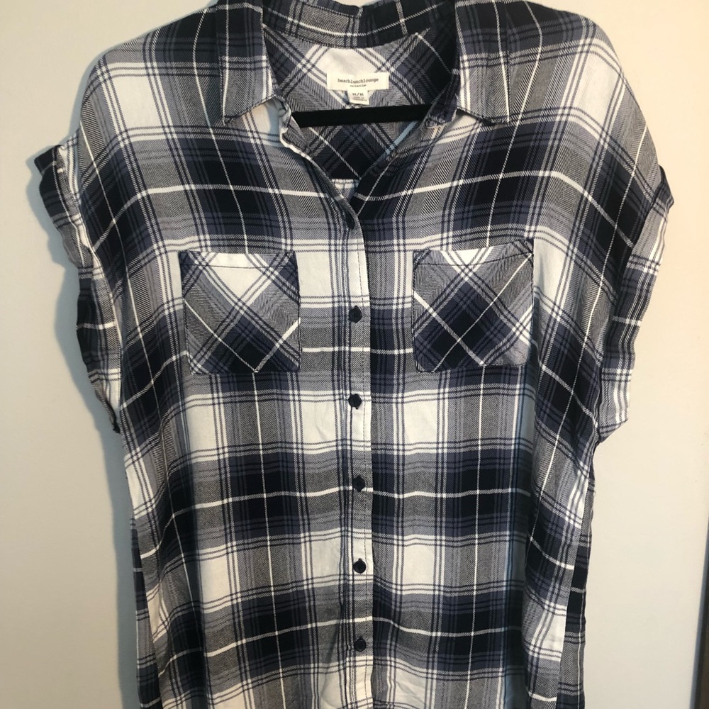 Flannel button up blouse.